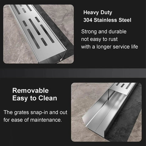 Slim Low Profile Trench Drainage Kit For Outdoor Pathways And Driveways Tough As Nails Heavy Duty 304 Stainless Channel Drain System close-up