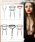 Six Pack Womens Choker Necklaces Black Brown Leather Velvet Lace Up Tie Gothic Western Adjustable Statement Collar Jewelry; various lengths displayed.