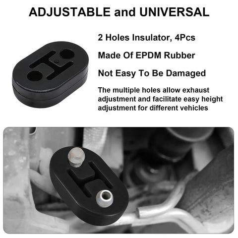 Nyuemystery 16 Pc Weld-On Exhaust Hanger Kit With Heavy Duty Zinc Rods And Rubber Insulators For Car Truck Suv To Stop Vibration Noise, EPDM 2-hole insulator