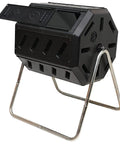 Canadian Made 37 Gallon Dual Chamber Tumbling Composter With 100 Percent Recycled Resin Eco Friendly Outdoor Rotating Bin Black Finish