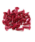 Street Hardened 30 Pack 5mm Red Hex Head Self Tapping Bolts With Snug Plastic Snap Caps For Universal Car Truck Auto Body Bumper Fender Trim Hardware Upgrades in a pile.