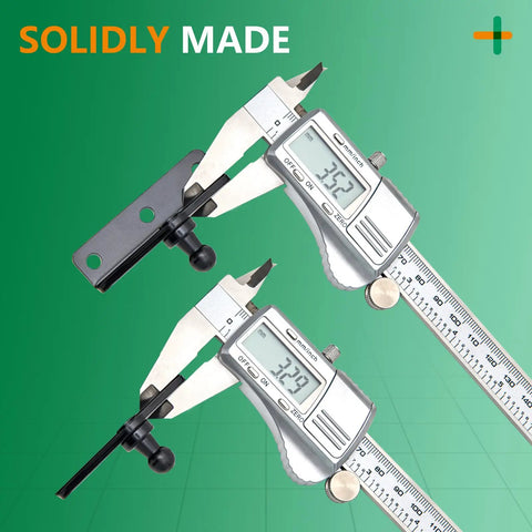 Digital calipers measuring Heavy Duty 10mm Ball Stud Mounting Brackets For Gas Struts 4 Piece Galvanized Steel Kit.