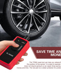 Zero Hassle TPMS Relearn Reset Tool and Tire Pressure Sensor Programmer for Universal Cars Trucks SUVs with sleek design in hand by tire