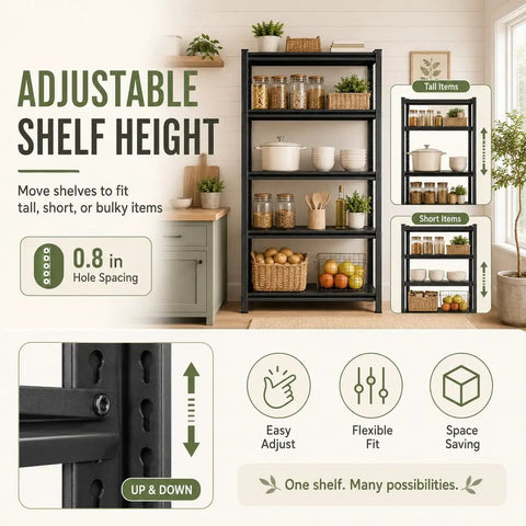 Heavy Duty 3 Tier Kitchen Storage Shelf Boltless Metal Rack With Adjustable Shelves Up To 1200 Lbs Total Ideal Pantry Organizer