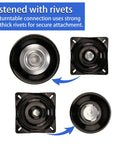 2 Pack 10 Inch Heavy Duty Bar Stool Swivel Plate Replacement With 360 Degree Ball Bearing Turntable Base showing riveted attachment