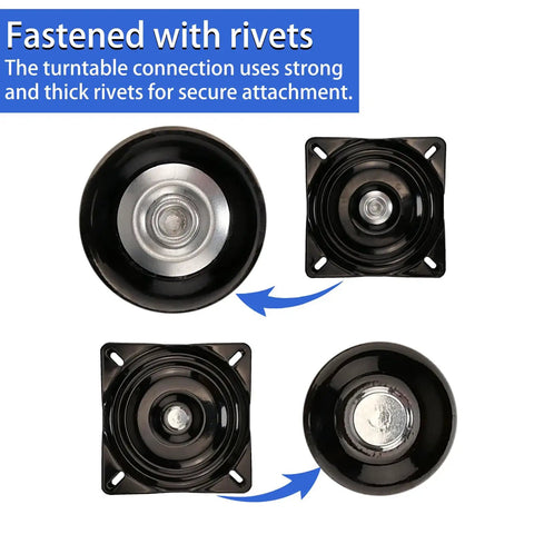 2 Pack 10 Inch Heavy Duty Bar Stool Swivel Plate Replacement With 360 Degree Ball Bearing Turntable Base showing riveted attachment