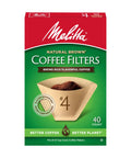 Unbleached Natural Brown Cone Coffee Filters Size Four For Eight To Twelve Cup Drip Coffeemakers With Flat Bottom Basket Microfine Flavor Enhancing Perforations For Cleaner Richer Coffee Brew Pack Of Forty Filters Packaging May Vary