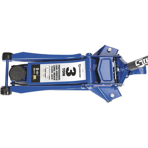 Long Reach Low Profile Floor Jack For Low Clearance Cars, 3 Ton Capacity, Quick Lift Foot Pedal, Dual Piston Pump, top view