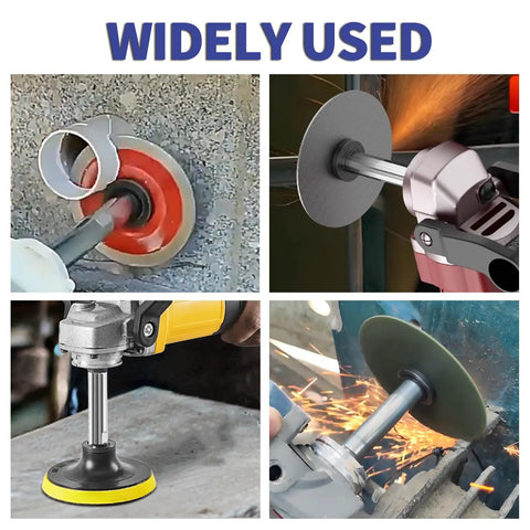 Rock Solid Angle Grinder Extension Rod Adapter Kit With Dead Simple Setup And 3/8 M10 Threads Plus Eight Piece Mounting Set in use polishing and cutting.