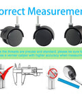 Instruction image showing 2 Inch Shelving Caster Swivel Stem Wheel With 1/4-20 Thread Stem for precise measurement accuracy