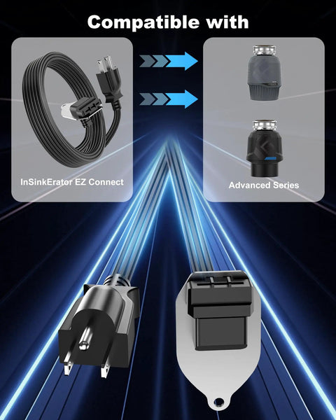 EZ Connect Power Cord For InSinkErator Garbage Disposals 4 Foot Plug In Cable compatibility with Advanced Series models