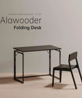 Folding Desk With 31.5 Inch Wood Top For Small Spaces No Assembly Required Compact Home Office Desk with chair