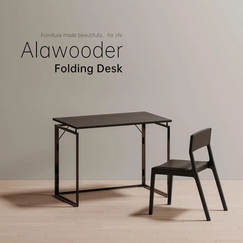 Folding Desk With 31.5 Inch Wood Top For Small Spaces No Assembly Required Compact Home Office Desk with chair