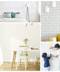 White 3D Wall Panels Pack Of 20 Sheets With 29 Sq Ft Coverage Printable Wallpaper Sticker Self Adhesive Waterproof Brick PE Foam Peel And Stick Interior Wall Decor For A Modern Home in various rooms.