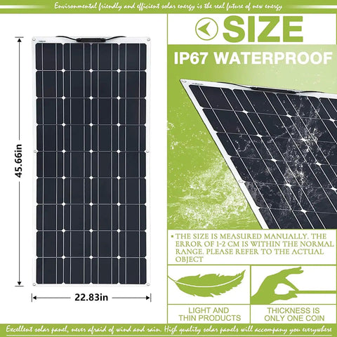 800 Watt Flexible RV Solar Panel Kit With Two 400 Watt 12 Volt Panels And 40 Amp Charge Controller, Monocrystalline Cells