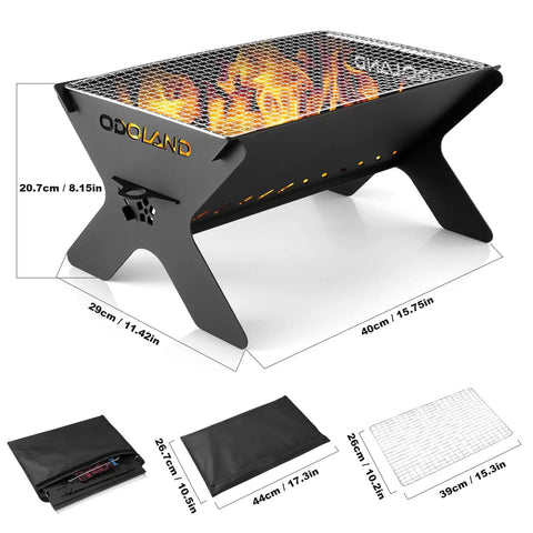 Portable Folding Charcoal Grill For Outdoor Cooking And Campfires Lightweight Fire Pit With Carry Bag and grill mesh