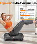 Woman exercising on Vibration Plate Fitness Platform For Full Body Workout, Bluetooth Shaker Board, home gym tool for muscle activation
