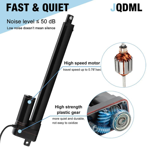 12V DC Linear Actuator 176 Lbs 800N High Speed 0.78 Inches Per Second Stroke 4 Inches IP65 Waterproof Electric Actuator with internal motor and gears