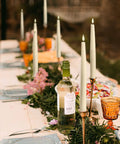 Wedding table with Flameless Taper Candles Set Of 4, 11 Inch Ivory Real Wax With 3D Wick Flame And Flickering LED, Remote Control And Timer.