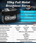 Beefy High Torque 55Kg Full Metal Coreless Digital RC Servo For One Tenth Scale Crawler Cars Waterproof