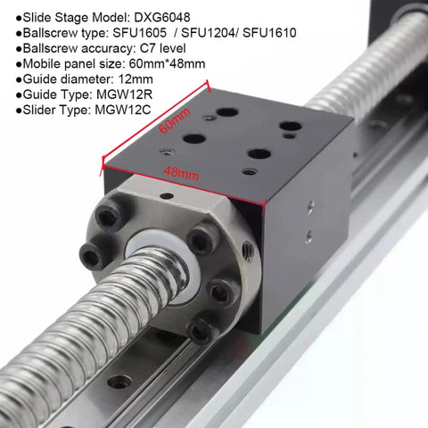 Heavy Duty XYZ Liner Block Linear Guide With 40mm Width And SFU1605 Ball Screw For Smooth Sliding Table Motion Up To 50kg Load Max In 600mm Length Setup close-up of ball screw and slider