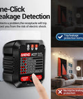 Pro Grade All In One Electrical Testing Kit with digital multimeter, non-contact voltage tester, installed in wall socket.