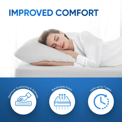 Person resting on a heavy duty high density foam upholstery seat cushion 4 inch thick by 24 inch wide by 72 inch long for home or commercial use made in USA built tough for daily comfort and long lasting performance.