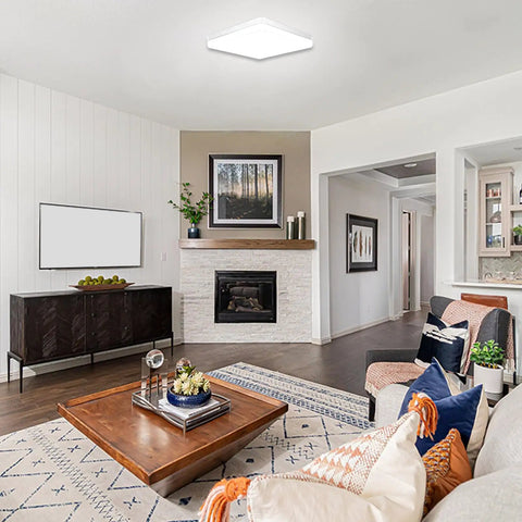 No-Fuss 36W LED Flush Mount Ceiling Light With 3240 Lumens And 4000K Natural White in a modern living room setting