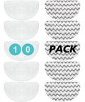 10 Pack Steam Mop Pads Replacement for Bissell PowerFresh 1940 1440 1806 Series, showing mixed microfiber and scrubbing styles.