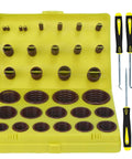 Viton O Ring Assortment Kit with 30 SAE AS568 sizes fluorocarbon O rings in yellow case with tools for various uses