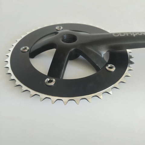 44T/46T Aluminum Crankset, 170mm Crankarms, 130 BCD Square Taper For Mountain Road And Fixed Gear Bikes, side view