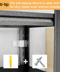 Heavy Duty 5 Tier Garage Shelving Unit 88 Inch High Anti-tip device in black powder-coated steel with screws shown