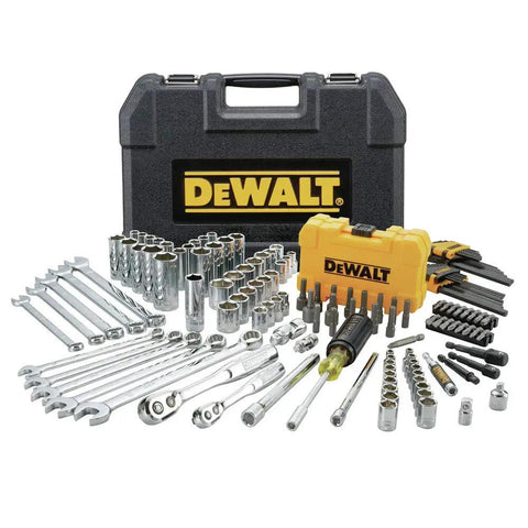 Mechanics Tools Kit And Socket Set, 142 Piece, One Quarter And Three Eighths Inch Drive Sizes, MM SAE, in case