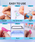 Steps for using Two Sets Blue Acrylic Nail Stand With Magnetic Display Base For Press Ons and 30 Pink Putty or 100 Tape
