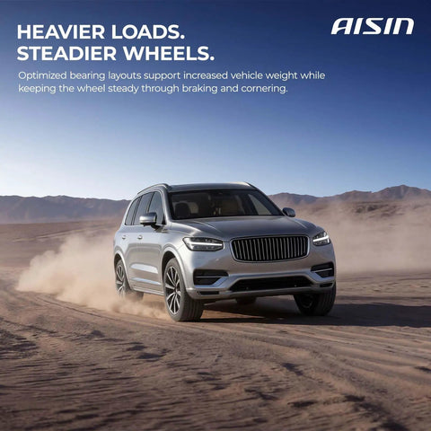 Premium Rear Wheel Bearing Hub Assembly Straight Up Built Tough For Toyotas, SUV driving on dirt road, showcasing stability in motion.