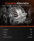 Alternator Replacement For Hyundai Sonata Veracruz Santa Fe Azera Entourage Sorento Sedona 3.3L And 3.8L Engines, 2006 Through 2011 Models, Built To Last, High Quality OEM Style Performance, Easy Install 11191N visible with specifications