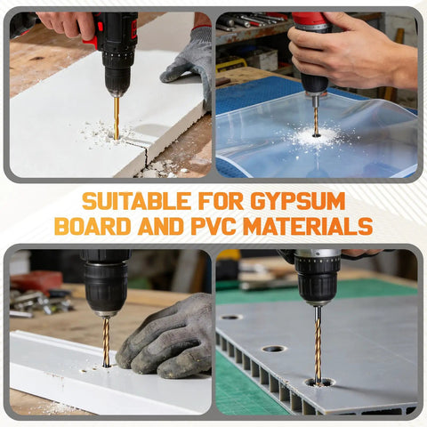 50 Piece Spiral Drywall Router Bit Set Built With High Speed Steel For Durable Cuts And A Pro Grade Guide Point drilling gypsum and plastic.