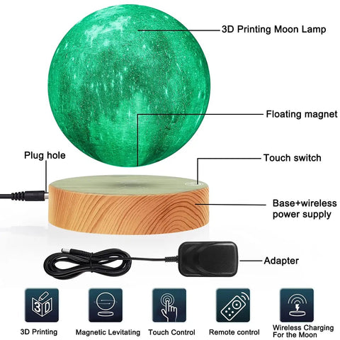 Levitating Moon Lamp 5.9 Inch Magnetic Floating Moon Light With Remote 3D Galaxy Moon Lamp 16 Color Modes illustration.