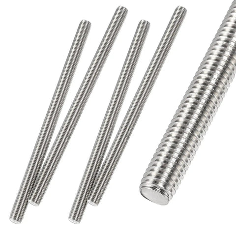 M8 x 350mm Fully Threaded Rods Set, 1.25mm Pitch, 304 Stainless Steel, 4 Pack, Right Hand Threaded Rods