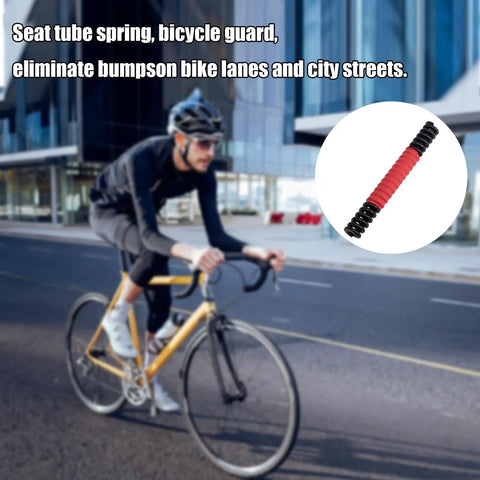 Cyclist riding in city with Universal Seatpost Spring For A Smoother City Ride Fits SR Suntour NCX Seatposts inset