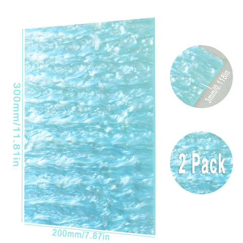 Pearlescent Cast Acrylic Sheets 1/8 Inch Thick In Aqua With Ocean Ripple Pattern For DIY Crafts And Home Decor PMMA Material