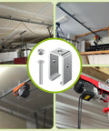 10 Pack Heavy Duty Galvanized Steel Strut Channel Hanger Bracket 0.23 Inch Thick Plate 1200 Lbs Load Capacity U-Shape Design installed in a garage setting.