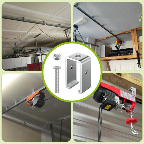 10 Pack Heavy Duty Galvanized Steel Strut Channel Hanger Bracket 0.23 Inch Thick Plate 1200 Lbs Load Capacity U-Shape Design installed in a garage setting.