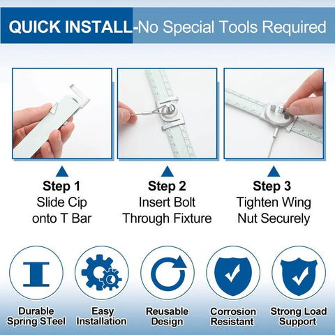 Installation process for 12 Pack Spring Steel T Bar Ceiling Clips For 15 To 16 Inch T Grid Drop Ceilings Wing Nut Twist Mounting
