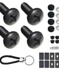 Black Stainless Steel License Plate Bolts Kit for Cars, Rustproof Phillips Head Screws with Nuts and Caps, M6 By 16mm