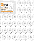 Forty Pack Mini Clear Suction Cup Hooks With Sleek Metal Utility Rings For Hassle Free Wall Mount Bathroom Kitchen Organization, 0.8 inch size.
