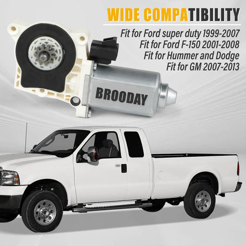 Replacement Electric Side Step Motor Kit 80-03129-90 For Running Boards shown with compatible trucks, Ford, GM, Hummer, Dodge models