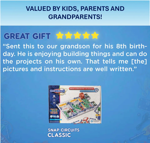 Electronics Exploration Kit With Over 300 Projects And Full Color Manual For Kids 8 Plus A Hands On STEM Toy To Learn Circuit Building And Real World Tech Skills In A Safe Kid Friendly Box, Snap Circuits Classic gift box