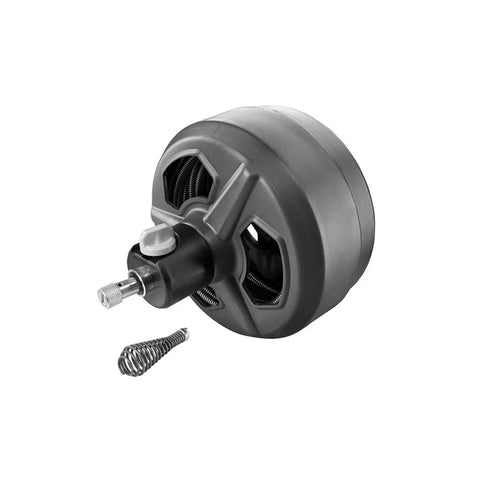 Pivoting drum of the Powerful 18V Cordless Drain Auger Kit With 50 Ft Reel, 2Ah Battery, Charger for plumbing tasks.