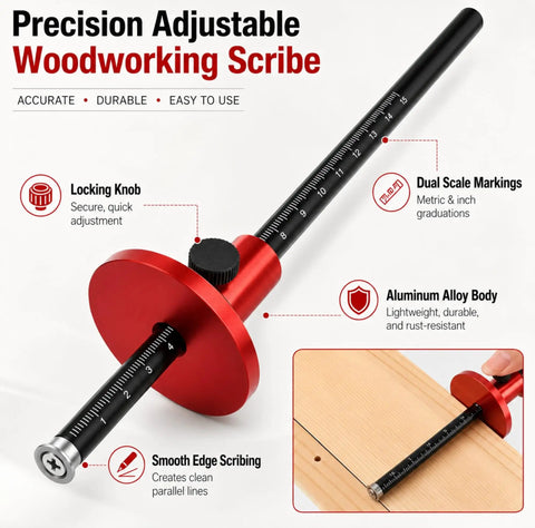 Professional Woodworking Wheel Marking Gauge Featuring Dual Metric And Inch Measurement Rulers For Dead On Accurate Layouts And No Sweat Scribing Across Softwood Or Hard Lumber Daily